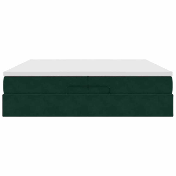 Ottoman Bett mit Matratzen Dunkelgrün 200x200 cm