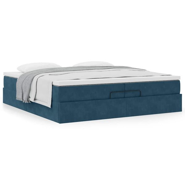 Ottoman Bett mit Matratzen Dunkelblau 200x200 cm