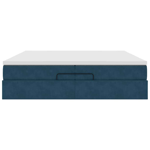 Ottoman Bett mit Matratzen Dunkelblau 200x200 cm