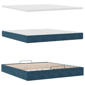 Ottoman Bett mit Matratzen Dunkelblau 200x200 cm