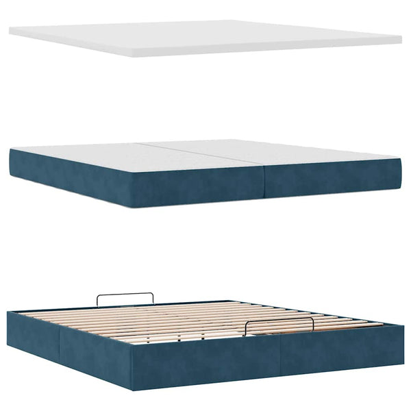 Ottoman Bett mit Matratzen Dunkelblau 200x200 cm