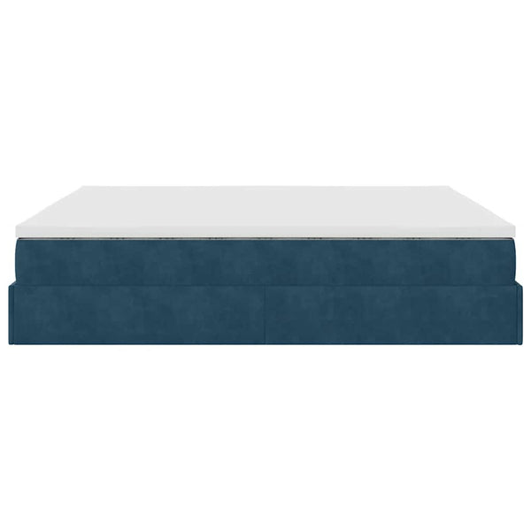Ottoman Bett mit Matratzen Dunkelblau 200x200 cm