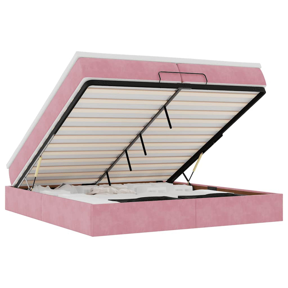 vidaXL Lit ottoman avec matelas Rose 200x200 cm Velours