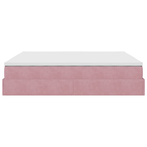 Ottoman Bett mit Matratze Rosa Samt 200x200 cm