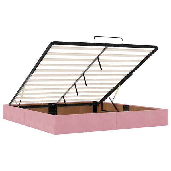 Ottoman Bett mit Matratze Rosa Samt 200x200 cm
