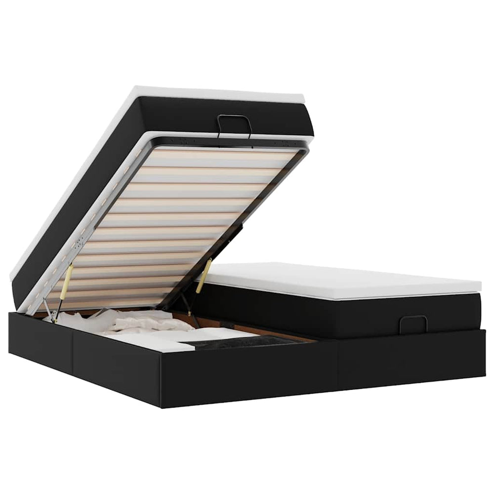 vidaXL Lit ottoman avec matelas Noir 160x200 cm Similicuir