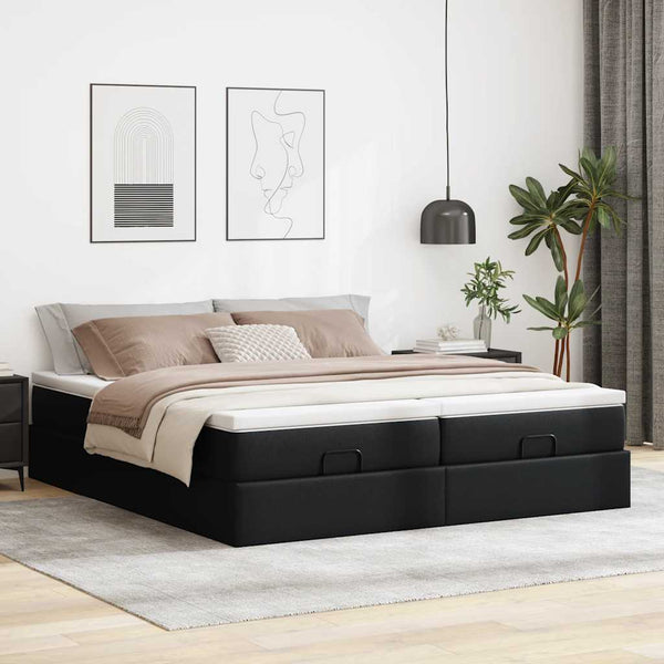 Ottoman Bett mit Matratze 160x200 cm Schwarz