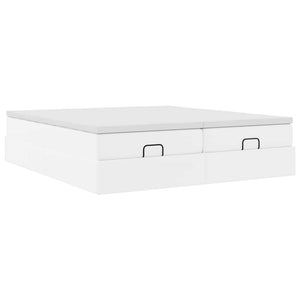 Ottoman Bett mit Matratze 160x200 cm Kunstleder Weiß