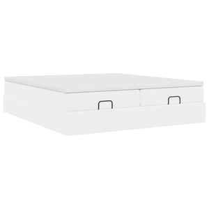Ottoman Bett mit Matratze 160x200 cm Kunstleder Weiß