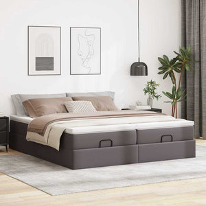 Ottomanbett mit Matratzen Grau 160x200 cm