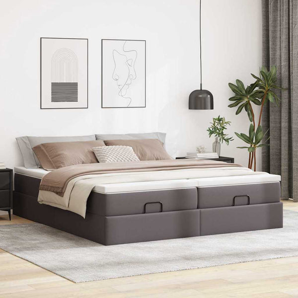 Ottomanbett mit Matratzen Grau 160x200 cm