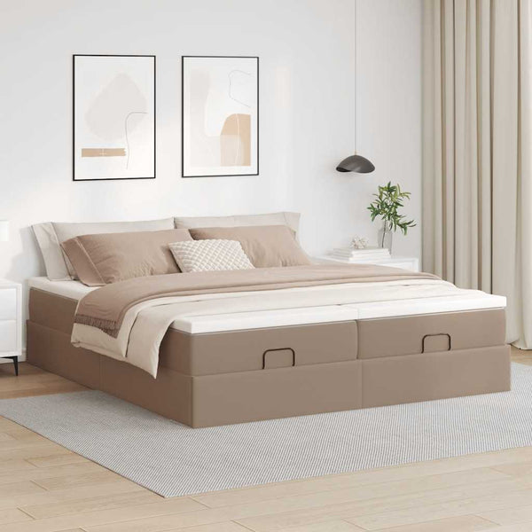 Ottoman Bett mit Matratzen 160x200cm Cappuccino Kunstleder
