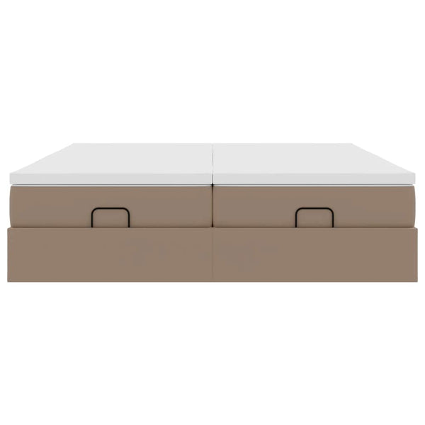 Ottoman Bett mit Matratzen 160x200cm Cappuccino Kunstleder
