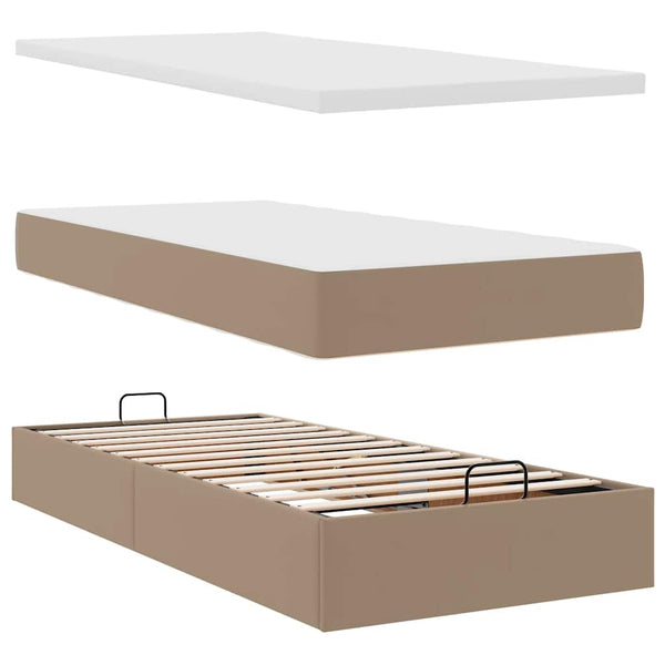 Ottoman Bett mit Matratzen 160x200cm Cappuccino Kunstleder