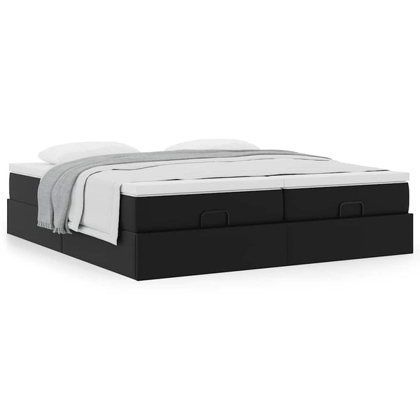 Ottoman-Bett mit Matratzen Schwarz 180x200 cm Kunstleder