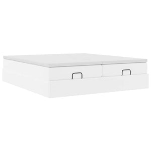 Ottoman Bett mit Matratzen 180x200 cm Weiß Kunstleder
