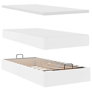 Ottoman Bett mit Matratzen 180x200 cm Weiß Kunstleder