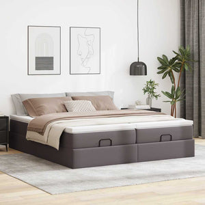 Ottoman Bett mit Matratzen Grau 180x200 cm