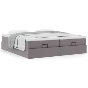 Ottoman Bett mit Matratzen Grau 180x200 cm