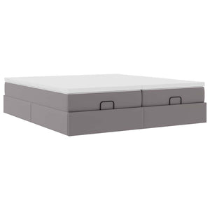 Ottoman Bett mit Matratzen Grau 180x200 cm