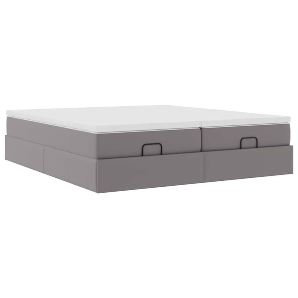 Ottoman Bett mit Matratzen Grau 180x200 cm