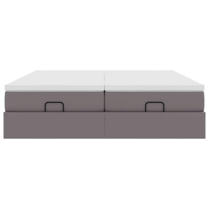 Ottoman Bett mit Matratzen Grau 180x200 cm