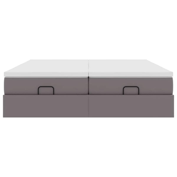 Ottoman Bett mit Matratzen Grau 180x200 cm