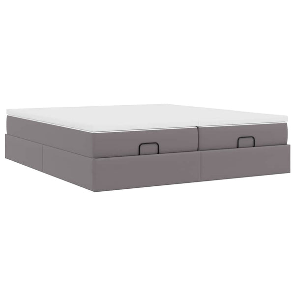 Ottoman Bett mit Matratzen Grau 180x200 cm