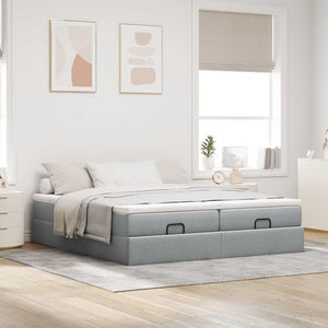 Ottoman Bett mit Matratzen 160x200 cm Hellgrau