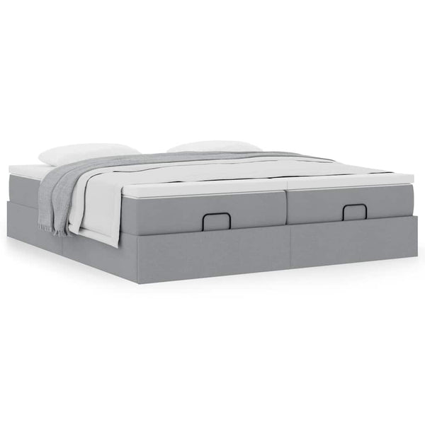 Ottoman Bett mit Matratzen 160x200 cm Hellgrau
