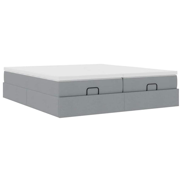Ottoman Bett mit Matratzen 160x200 cm Hellgrau