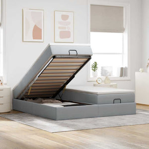 Ottoman Bett mit Matratzen 160x200 cm Hellgrau
