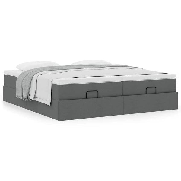 Ottoman Bett mit Matratzen Dunkelgrau 160x200 cm