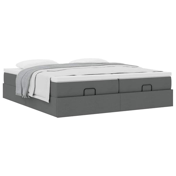 Ottoman Bett mit Matratzen Dunkelgrau 160x200 cm