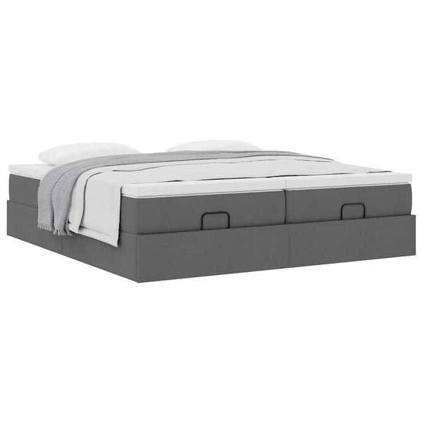 Ottoman Bett mit Matratzen Dunkelgrau 160x200 cm