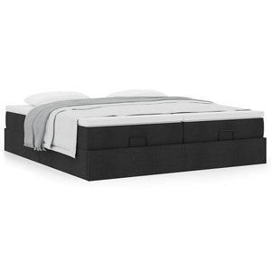Ottoman Bett mit Matratzen Schwarz 160x200 cm