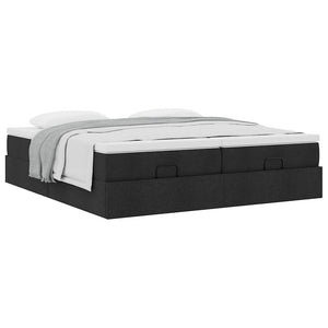 Ottoman Bett mit Matratzen Schwarz 160x200 cm
