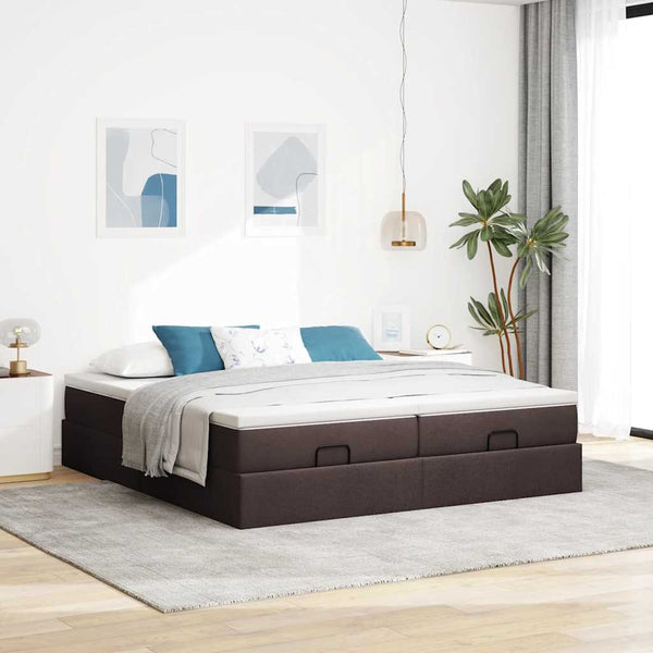 Ottoman Bett mit Matratze Dunkelbraun 160x200 cm