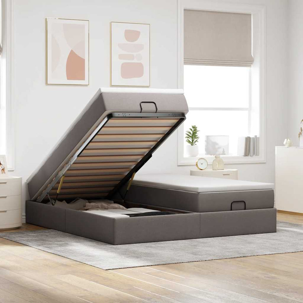 Ottoman Bett mit Matratzen Taupe 160x200 cm