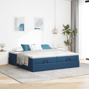 Ottoman Bett mit Matratze Blau 160x200 cm