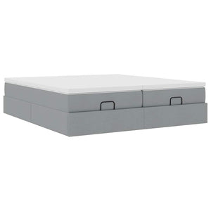 Ottoman Bett mit Matratzen Hellgrau 180x200 cm