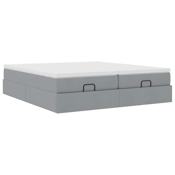 Ottoman Bett mit Matratzen Hellgrau 180x200 cm