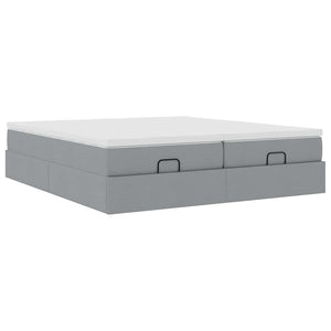 Ottoman Bett mit Matratzen Hellgrau 180x200 cm