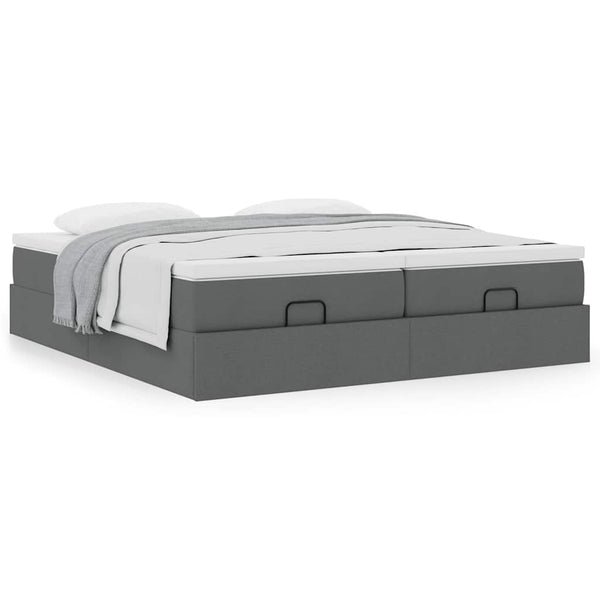 Ottoman Bett mit Matratzen Dunkelgrau 180x200 cm