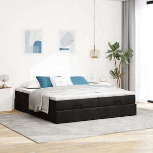 Ottoman Bett mit Matratze Schwarz 180x200 cm