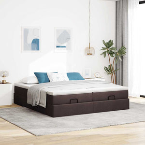 Ottoman Bett mit Matratzen Dunkelbraun 180x200 cm