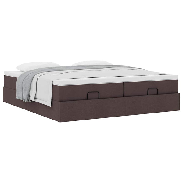 Ottoman Bett mit Matratzen Dunkelbraun 180x200 cm