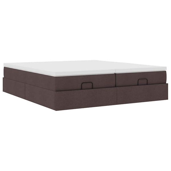 Ottoman Bett mit Matratzen Dunkelbraun 180x200 cm