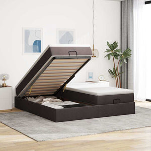 Ottoman Bett mit Matratzen Dunkelbraun 180x200 cm