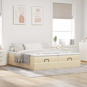 Ottoman Bett mit Matratzen Creme 180x200 cm